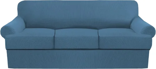 Vista 20 de Funda de sofá con cojín en T de alta calidad, juego de 4 piezas para sofás con cojines en T (se adapta a 72-90 pulgadas), protector de muebles suave