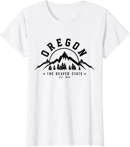 Vista 13 de Oregon The Beaver State Est. 1859 Vintage Mountains - Camiseta de regalo, gris, S