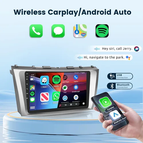 Vista 3 de Radio de coche 5GHz-WiFi 2G+64G para Toyota Camry 2006 2007 2008 2009 2010 2011 con CarPlay Android Auto, 9 pulgadas pantalla táctil Android 15