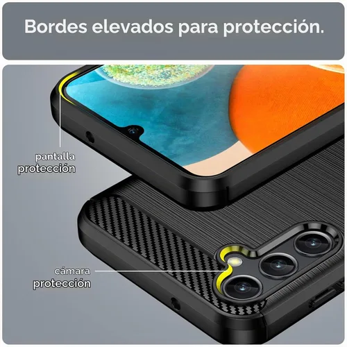 Vista 6 de Funda para Samsung Galaxy A14 5G, Galaxy A14 con protector de pantalla HD, absorción de golpes flexible de TPU parachoques de goma suave para Funda