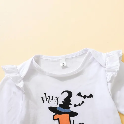 Vista 4 de My First Halloween - Conjunto de ropa de manga larga para bebé niña, mameluco de calabaza recién nacida