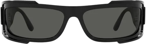 Vista 3 de Versace Gafas de sol para hombre, marco blanco, lentes gris oscuro, 2.638in