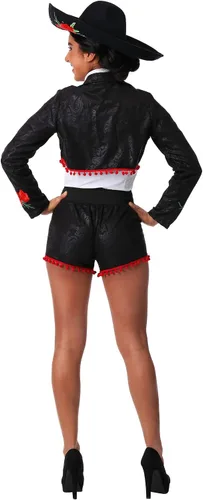 Vista 4 de Disfraz de Mariachi coqueto para mujer Negro