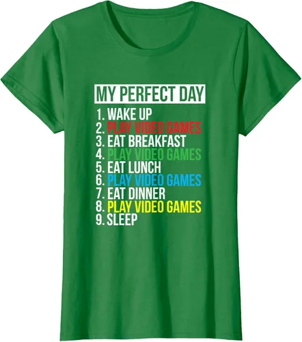 Vista 33 de My Perfect Day" - Camiseta negra de ajuste clásico, cuello redondo, manga corta, poliéster y algodón, Negro