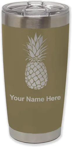 Vista 36 de LaserGram Vaso aislado al vacío de 20 onzas, piña, grabado personalizado incluido (negro)