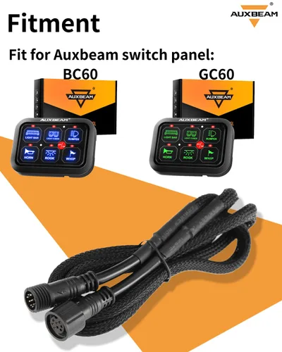 Vista 4 de Auxbeam Extensión de arnés de cableado de 8 pines de 3.94 pies para panel de interruptor Auxbeam de 6 vías BC60, controlador de interruptor GC60