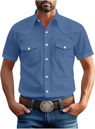 Vista 10 de Men's Short Sleeve Button Down Shirts Cargo Shirt Fashion Casual Summer Beach Shirts Business Work Basic Tee Tops