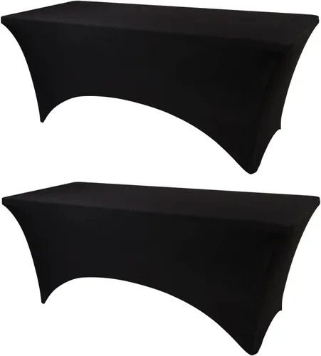 Vista 19 de BDDC - Funda de mesa ajustada de 4 pies, manteles de elastano negros, manteles elásticos lavables y resistentes a las arrugas para eventos, bodas