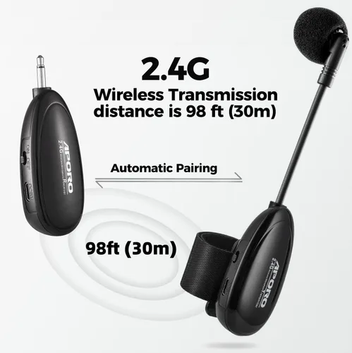 Vista 2 de Micrófono inalámbrico de flauta de 2.4G para instrumentos musicales, micrófono, receptor inalámbrico y transmisor, para flauta y más