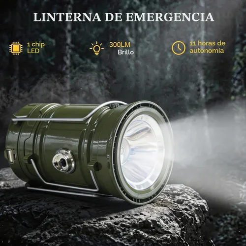 Vista 3 de DIBMS Linterna solar para camping, linterna LED plegable luces de emergencia (moderno, verde militar)