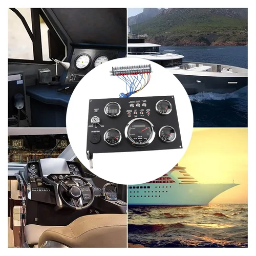 Vista 7 de Juego de medidores de tablero 5 en 1, medidor digital IP67 en racimo de motor, rpm, nivel de combustible, presión de aceite, temperatura del agua