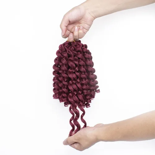 Vista 5 de Leeven Pelo corto de 8 pulgadas de Jamaica Bounce Wand Curl Crochet Hair Senegalese Twist sintético trenzado de pelo Ombre rosa Jumpy Wand Rizado