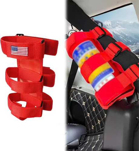 Vista 8 de 1 pieza de correa ajustable para soporte de extintor de incendios, compatible con Jeep Wrangler 1965-2022 JK JKU TJ CJ Gladiator, patrón de bandera