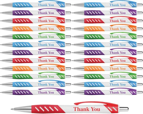 Vista 6 de Bolígrafos de regalo "Thank You" con agarre para eventos, fiestas, agradecimiento a los empleados y más (paquete de 5)