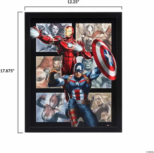 Vista 7 de Decoración de pared de madera enmarcada de Marvel Avengers
