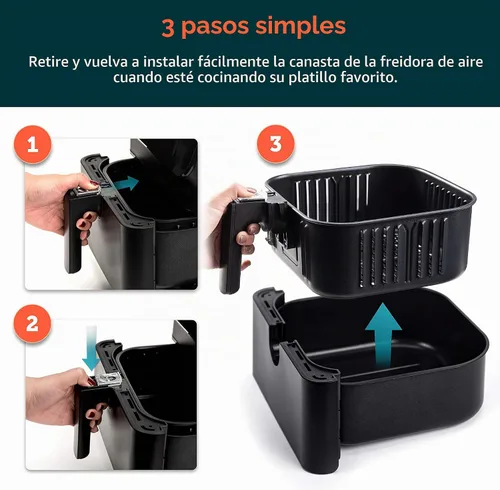 Vista 6 de COSORI Accesorios para freidora de aire, cesta original de repuesto de 5.8 cuartos de galón para freidora COSORI CP358-AF, CS358-AF, antiadherente