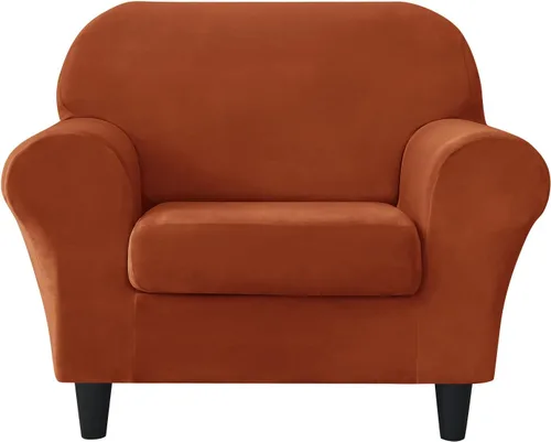 Vista 47 de CONRUSER Funda elástica para sofá, funda de terciopelo suave para sofá de un solo asiento con funda de cojín, protector de muebles (beige, talla S)