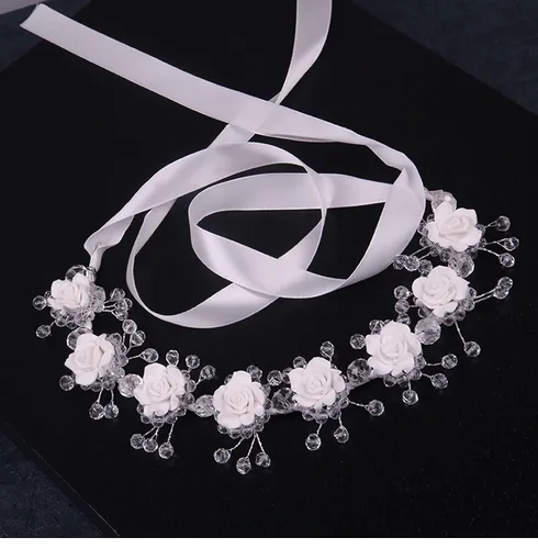 Vista 6 de Papoopy Tocado de niña de las flores para boda, primera comunión, novia, accesorios para el cabello (F9)