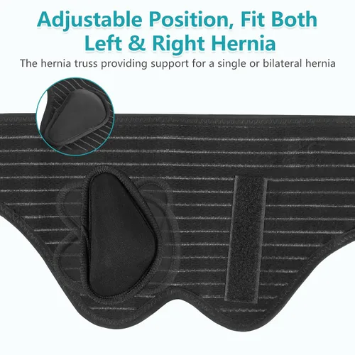 Vista 3 de Cinturones de hernia para hombres, braguero de soporte de hernia para aliviar el dolor de ingle, cinturón de apoyo inguinal ajustable para hernia