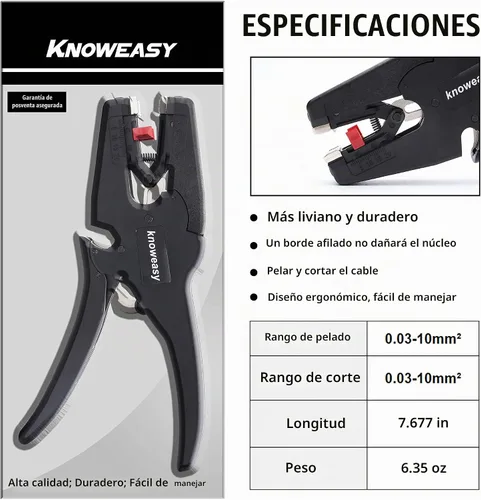 Vista 2 de Pelador de cables, herramienta de pelado de cables Knoweasy con cortador y herramienta de pelado de cables 2 en 1 funciona para electrónico