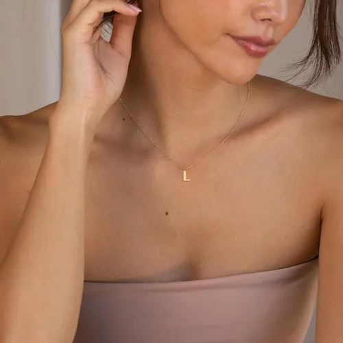 Vista 2 de SELFROSE Initial Necklaces for Women, Dainty Gold Letter Necklace 14k Gold Plated Personalized Tiny Initial Pendant Necklace Monogram Cute Letter
