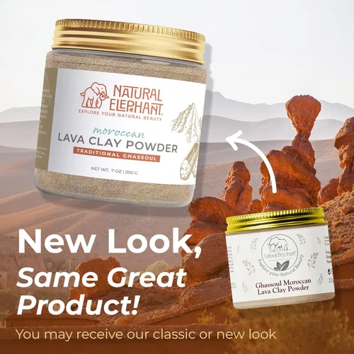 Vista 3 de Natural Elephant Ghassoul (Rhassoul) - Polvo de arcilla de lava marroquí Polvo de máscara facial y corporal 100% puro y natural Bolsa de 1 libra