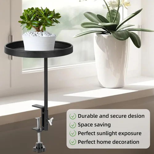Vista 3 de AQQHSAIN 2 bandejas de abrazadera para alféizar de ventana, estantes de metal ajustables para plantas, soporte de 7.9 pulgadas, estantes flotantes