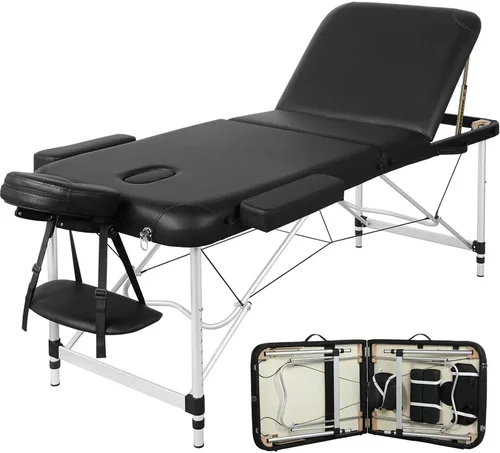 Vista 11 de Yaheetech Mesa de masaje plegable portátil Cama de tatuaje ajustable para Negro
