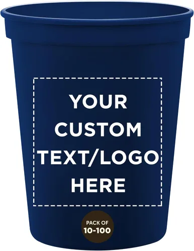 Vista 13 de DISCOUNT PROMOS Vasos de plástico personalizados para estadios, 16 onzas, juego de 100, paquete personalizado a granel, perfecto para cumpleaños