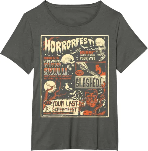 Vista 46 de Vintage Horrorfest Movie Poster Terror Old Time Halloween Camiseta S Negro