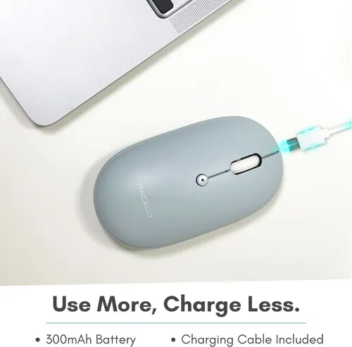 Vista 4 de Macally Ratón inalámbrico Bluetooth – silencioso, cómodo, recargable para MacBook Air/Pro, Mac, iMac, Apple iPad – Mouse inalámbrico para laptop, PC