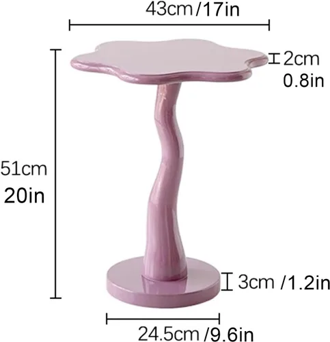 Vista 2 de HM&DX Mesa auxiliar de madera con forma de flor, elegante mesa de centro para sofá pequeño con pedestal redondo, mesa auxiliar moderna