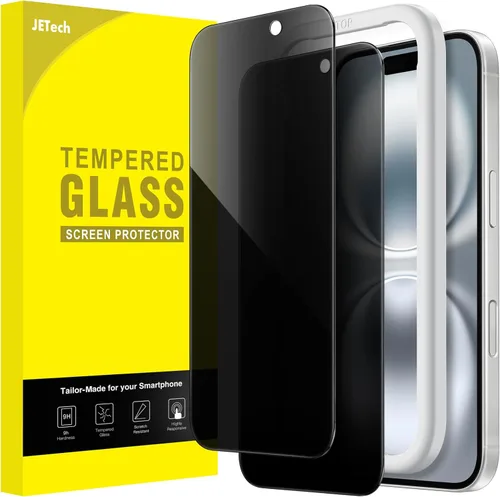 Vista 19 de JETech Protector de pantalla de privacidad para iPhone 15 de 6.1 pulgadas, película de vidrio templado anti espía con herramienta de fácil