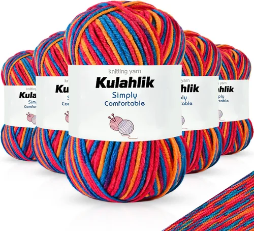 Vista 100 de 50g (1x50g) Hilo Acrílico para Crochet y Tejido, Hilo Degradado Colorido, 1 Rollo de Madejas, Hilo Acrílico Multicolor, Perfecto para Proyectos