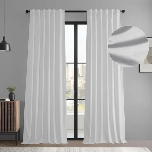 Vista 11 de HPD Half Price Drapes Cortinas Básicas de Terciopelo Deluxe para Oscurecer Habitaciones con Bolsillo para Varilla - Juego de 2 Paneles - Cortinas