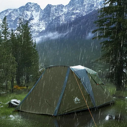 Vista 3 de Night Cat Tienda de campaña tipo cabaña con vestíbulo: Tienda de 3 personas, de armado automático, de doble capa, impermeable, montaje rápido y fácil