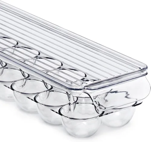 Vista 8 de Sorbus Organizador de latas de soda para refrigerador y soporte para huevos para refrigerador, 1 dispensador apilable para latas con capacidad