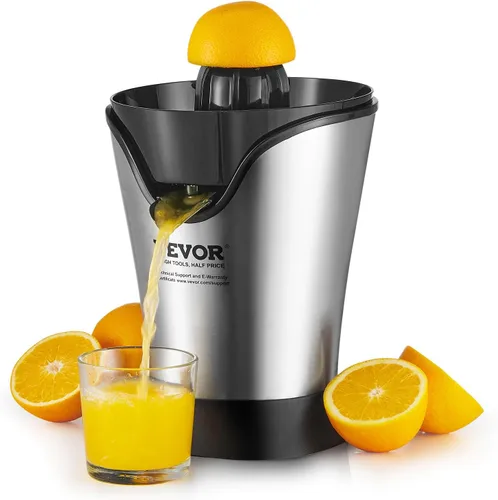 Vista 12 de VEVOR Exprimidor eléctrico de cítricos, exprimidor de jugo de naranja con conos de jugo de dos tamaños, máquina de jugo de naranja de acero
