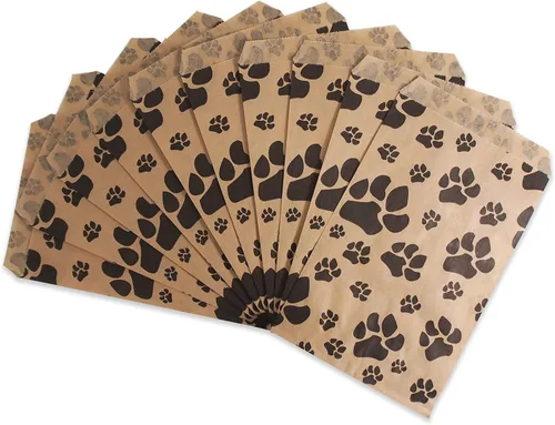 Vista 3 de CuteBox Pawprint - Bolsas de regalo de papel plano de estraza (4 x 6 pulgadas) para manualidades, recuerdos de fiesta, venta al por menor
