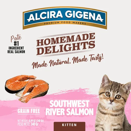 Vista 4 de Wet Kitten Food, receta de salmón del río Southwest, alimento enlatado sin granos con alto contenido de proteínas para gatitos, nutrición