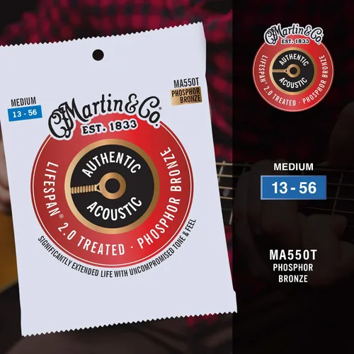 Vista 4 de Martin - Cuerdas de guitarra acústica auténticas - Tratadas con Lifespan 2.0
