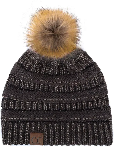 Vista 52 de Gorro unisex liso con pompón y ribete (HAT-43) de C.C Hatsandscarf Exclusives Marfil