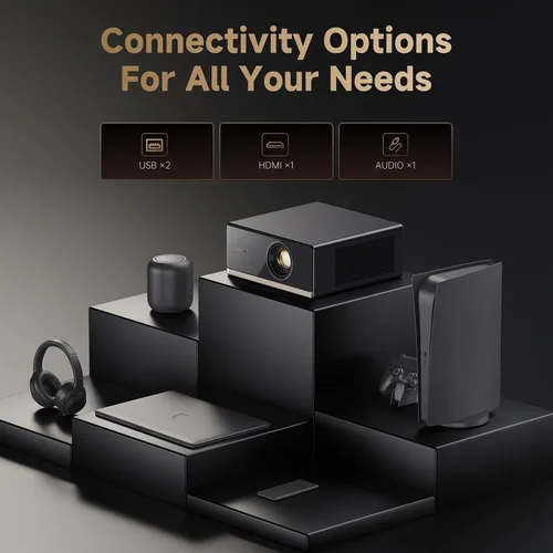 Vista 8 de Proyector Wanbo X5 Pro Google TV compatible con 4K, proyector inteligente de 1100 lúmenes ANSI con WiFi y Bluetooth, proyector de películas