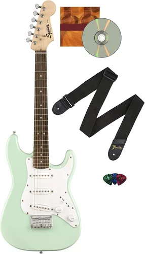 Vista 8 de Fender Squier Guitarra Eléctrica Mini Strat de Tamaño 3/4 para Niños Paquete de Aprender-a-Tocar con Correa, Púas, Lecciones en Línea de Fender Play