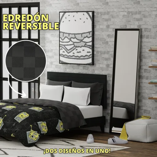 Vista 3 de Collectibles Bob Esponja Pantalones Cuadrados Ropa de Cama Edredón Reversible de Microfibra Súper Suave y Cómodo, Queen