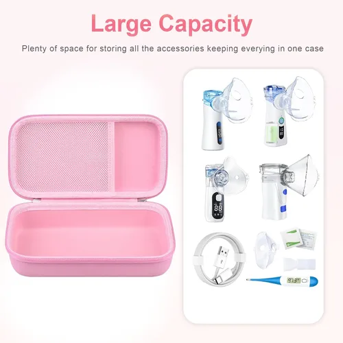 Vista 2 de BOVKE Estuche de transporte para nebulizador eléctrico de mano para adultos y niños, bolsa espaciadora de inhalador, nebulizador eléctrico portátil