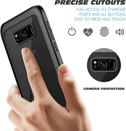 Vista 8 de Funda para Samsung Galaxy S8, carcasa de cuerpo completo con protector de pantalla integrado, delgado, transparente, absorbente de golpes, a prueba