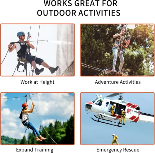 Vista 8 de NewDoar Micro Mobile Single Polea, 20kN (4500 lb) Max Rope 1/2 in para aparejos arboristas escalada rescate, certificado CE