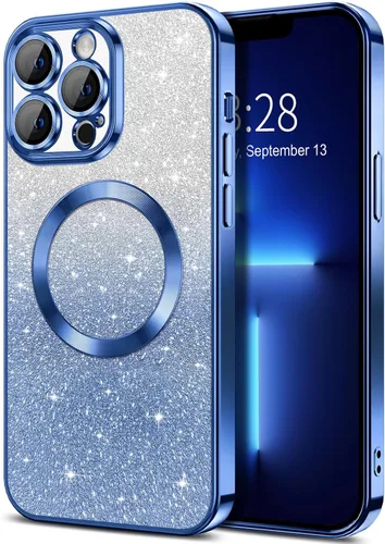 Vista 16 de Hython Funda para iPhone 12 Pro Max Transparente Magnética con Purpurina [Compatible con MagSafe] Protector Completo de Lente de Cámara Delgado