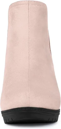 Vista 3 de Allegra K Botines Chelsea con tacón redondo y puntera redonda para mujer